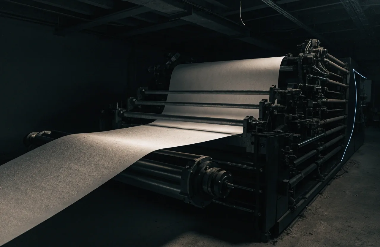 Close-up of an inked press plate surface in low light
