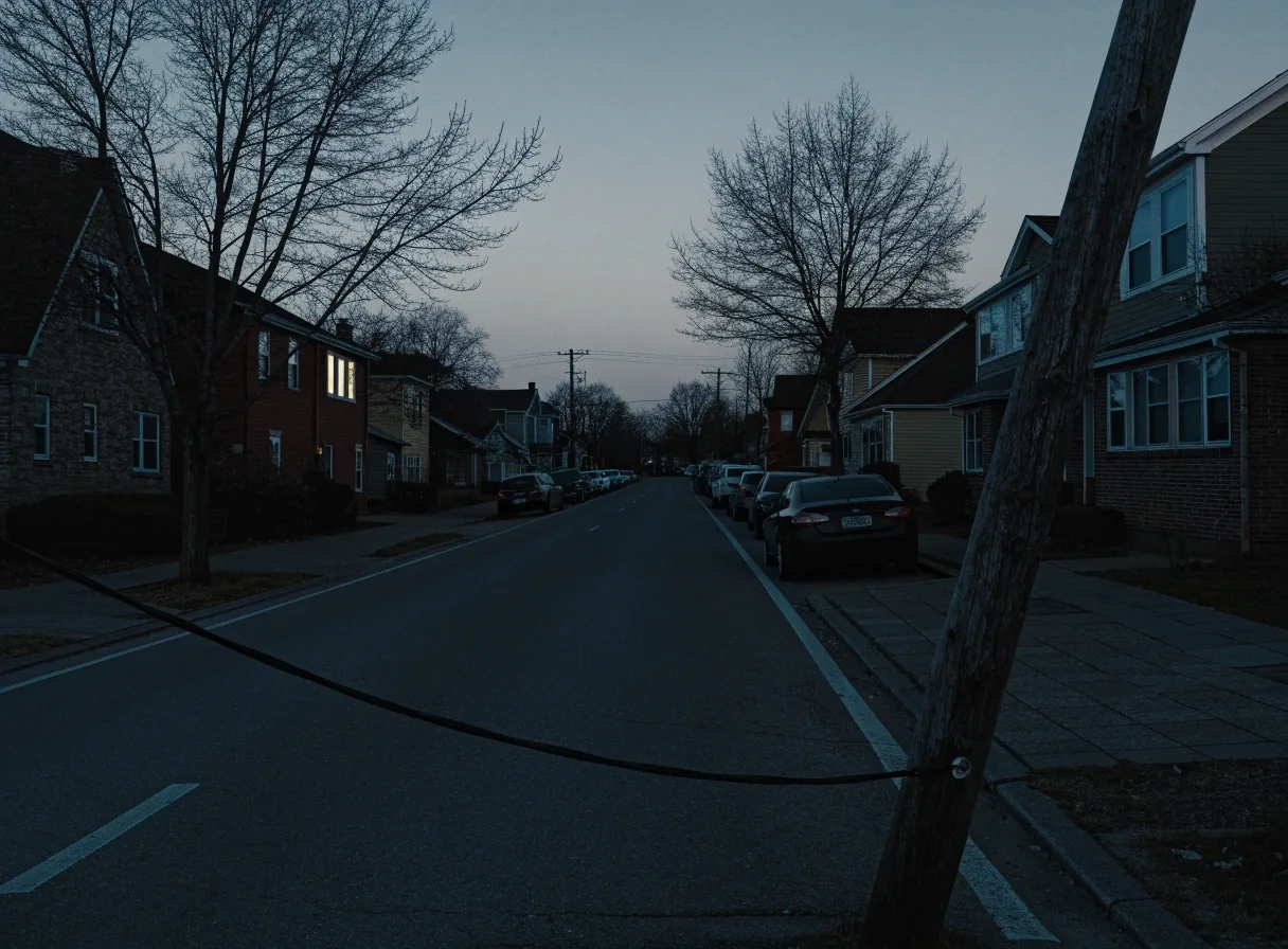 An empty polling place interior on a quiet evening